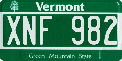 VT license plate XNF982