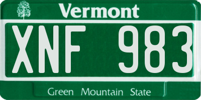 VT license plate XNF983