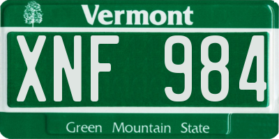 VT license plate XNF984