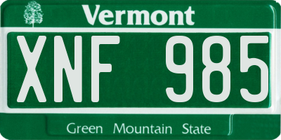 VT license plate XNF985