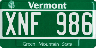 VT license plate XNF986
