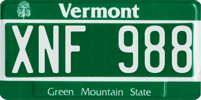 VT license plate XNF988