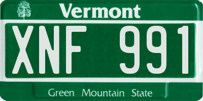VT license plate XNF991