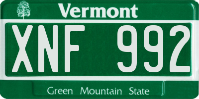 VT license plate XNF992