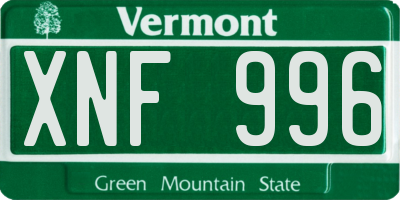 VT license plate XNF996