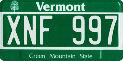 VT license plate XNF997