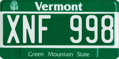 VT license plate XNF998