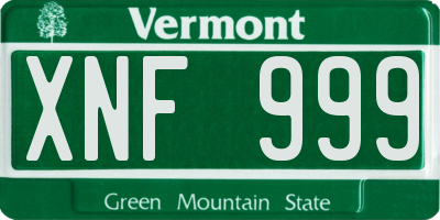 VT license plate XNF999