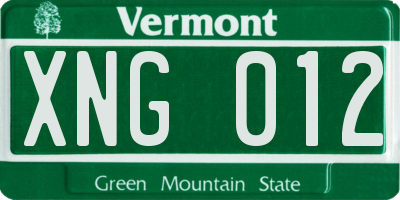 VT license plate XNG012
