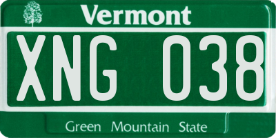 VT license plate XNG038