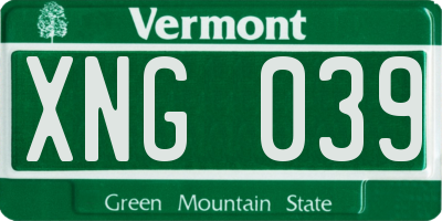 VT license plate XNG039