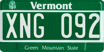 VT license plate XNG092