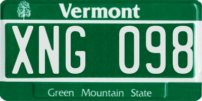 VT license plate XNG098