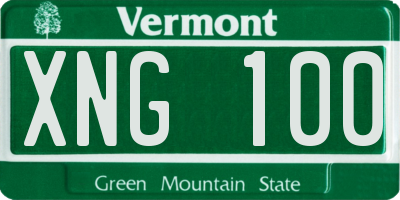 VT license plate XNG100