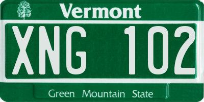 VT license plate XNG102
