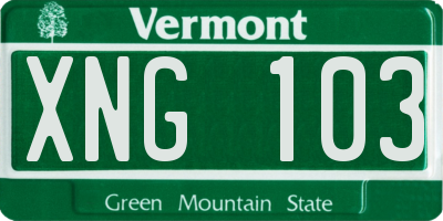 VT license plate XNG103