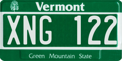 VT license plate XNG122