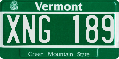 VT license plate XNG189