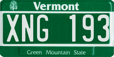 VT license plate XNG193
