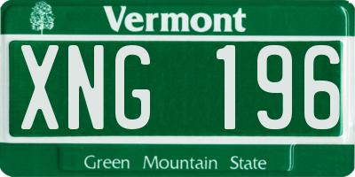 VT license plate XNG196