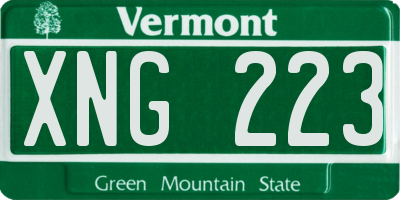 VT license plate XNG223