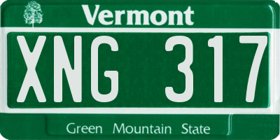 VT license plate XNG317