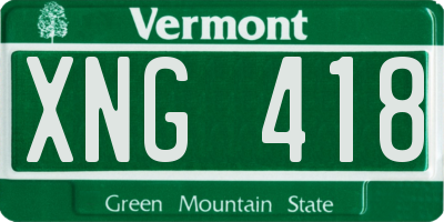 VT license plate XNG418