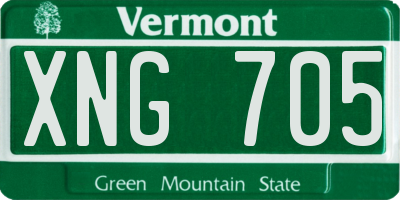 VT license plate XNG705