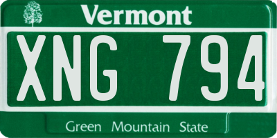 VT license plate XNG794