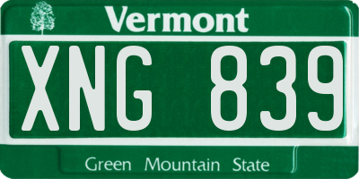 VT license plate XNG839