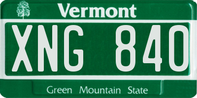 VT license plate XNG840
