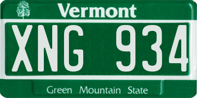 VT license plate XNG934