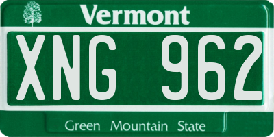 VT license plate XNG962