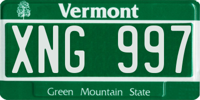VT license plate XNG997