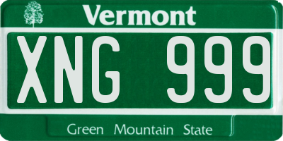 VT license plate XNG999