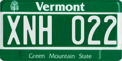 VT license plate XNH022