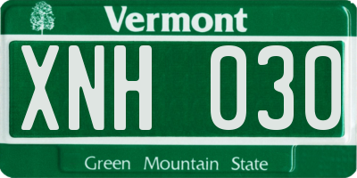 VT license plate XNH030