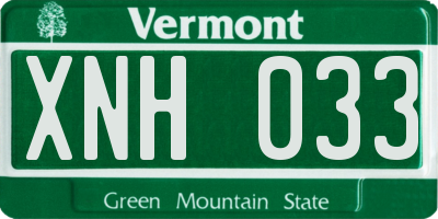 VT license plate XNH033