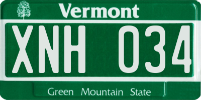 VT license plate XNH034