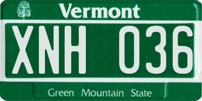 VT license plate XNH036