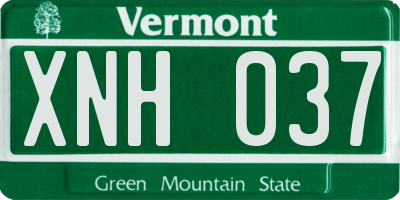 VT license plate XNH037