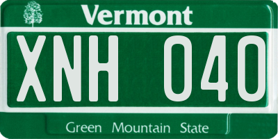 VT license plate XNH040