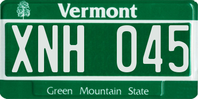 VT license plate XNH045