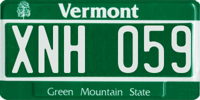 VT license plate XNH059