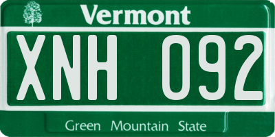 VT license plate XNH092