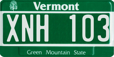 VT license plate XNH103