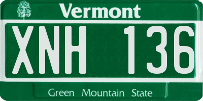 VT license plate XNH136