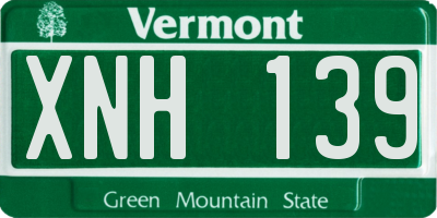 VT license plate XNH139