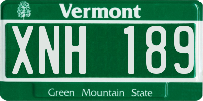 VT license plate XNH189
