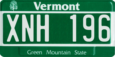 VT license plate XNH196